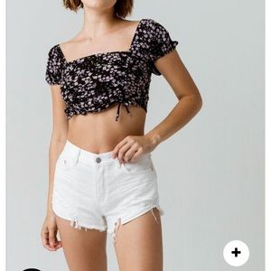 Free people denim cutoff white shorts